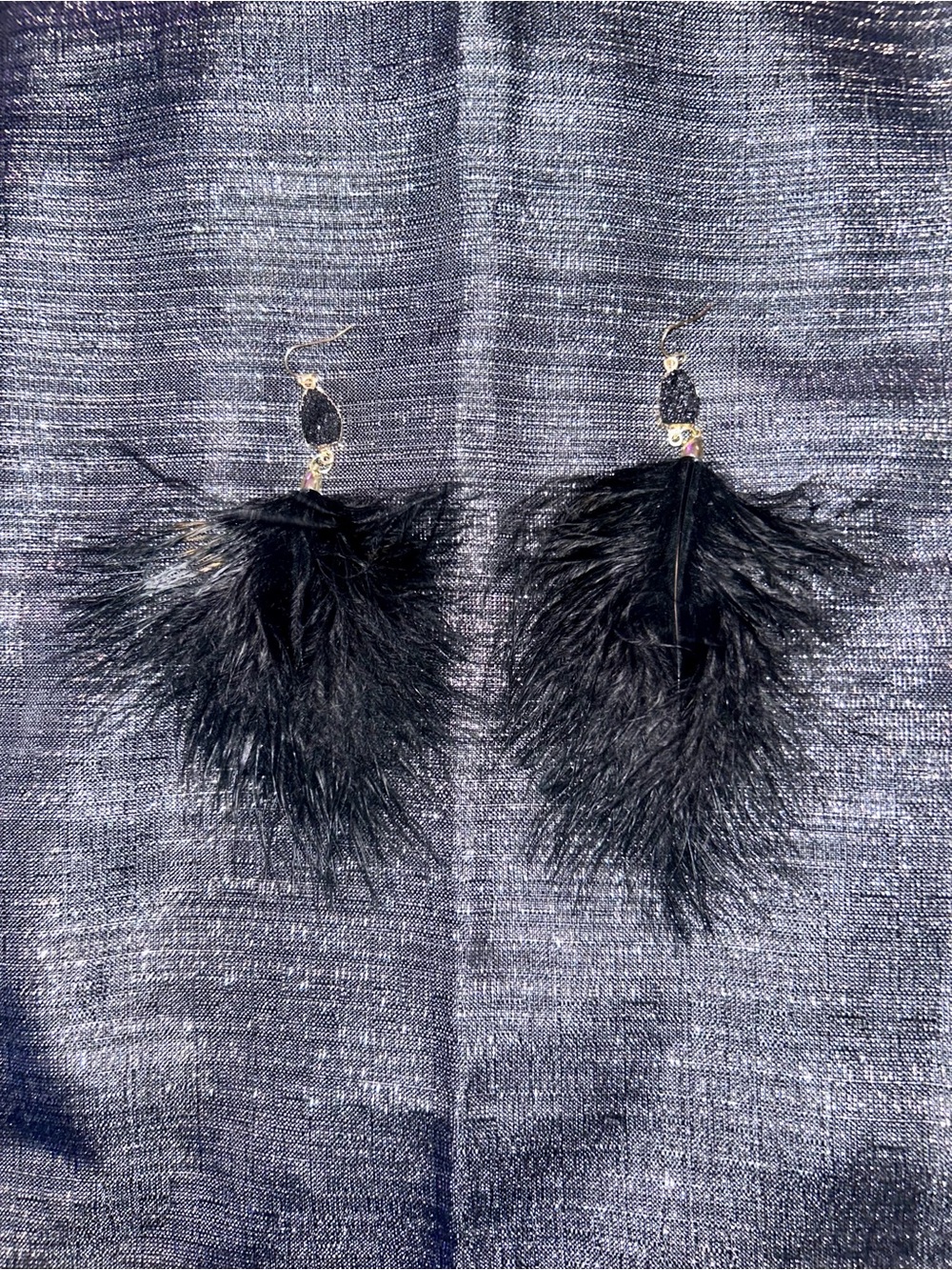 Genuine Black Feather Large Dangle Earrings - Elegant Statement Jewelry